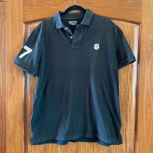 Vintage Polo Jeans Ralph Lauren Rugby Polo Shirt Crest Number Black Shirt XL